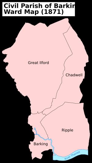1871년 바킹 교구의 구획 지도.