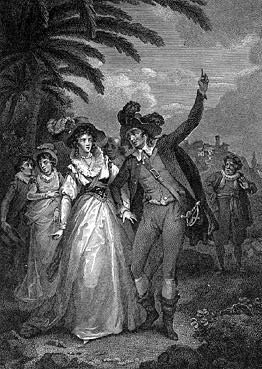 줄리어스 시저 입베슨의 4막 5장 삽화( "해와 달" 대화) 보이델 셰익스피어 판화; 아이작 테일러 (1803)가 새김