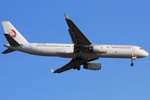 2009년 러시아 모스크바 브누코보 국제공항에 착륙하는 카이로 항공 투폴레프 Tu-204