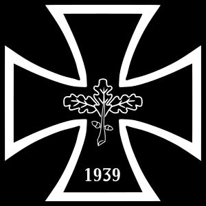 1939년 철십자의 1957년 버전 (하켄크로이츠 대신 세 잎 오크 잎 클러스터가 사용됨)