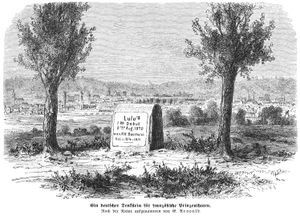 1871년, 루이 보나파르트 황태자의 첫 포격을 기념하는 Lulustein