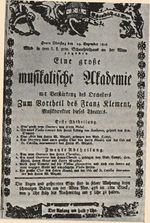 초연 당일(1806년 12월 23일)의 공연 안내