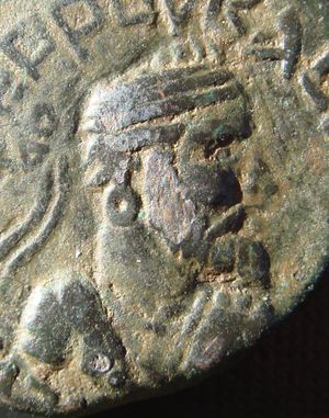 동전에 묘사된 곤도파레스의 초상화.