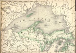 1879년 랜드 맥낼리(Rand McNally)에서 출판한 슈피리어호와 미시간 북부의 역사 지도