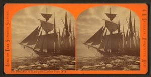 "1873년 6월, 마르케트 항구의 얼음 봉쇄" 스테레오 사진