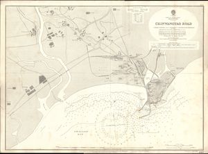 친황다오 1929년 항해 지도, 베이징-무크덴 철도와 석탄 야적장을 보여준다.
