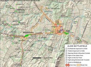 전장의 핵심 지역 및 연구 지역 지도
