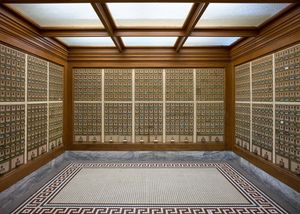 미국 캘리포니아주 치코 시내의 역사적인 미국 우체국에 있는 사서함