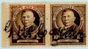 카버가 서명한 B.T. 워싱턴 우표