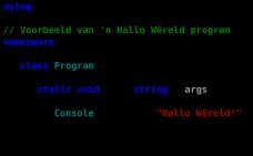 중괄호와 세미콜론을 사용한 C# 코드의 예