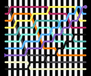 버블 정렬의 예시. 목록을 반복하며 인접한 항목의 순서가 맞지 않으면 교환한다.