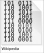 "위키피디아"라는 단어의 ASCII 코드를 이진법으로 표현한 것. 이진법은 정보의 전자화에 있어서 거의 모든 경우에 사용된다.