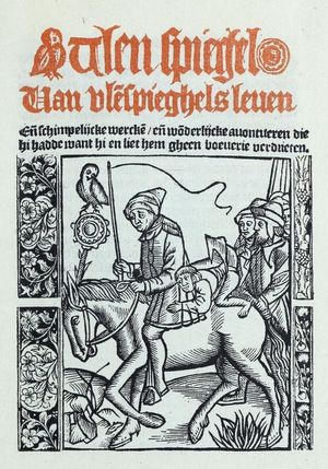 미힐 힐렌 반 호흐스트라텐이 인쇄한 첫 번째 네덜란드어 울렌스피겔의 표지, 1525–1546