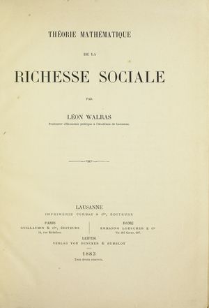 Théorie mathématique de la richesse sociale}}, 1883