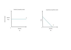 (a) 완전 경쟁 시장에서의 수요 곡선 (b) 불완전 경쟁 시장에서의 수요 곡선