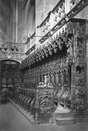 브루 교회의 성직자석, 알부민 인쇄, 1865년경–1886년.