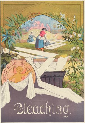 직사광선 노출과 물을 사용하여 잔디밭에서 면과 린넨 섬유를 표백하는 초기 방법