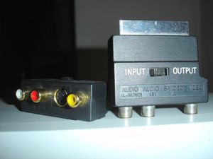 멀티 AV (2채널 오디오, S-Video 및 CVBS) SCART 어댑터 (입력/출력 신호 스위치 포함)