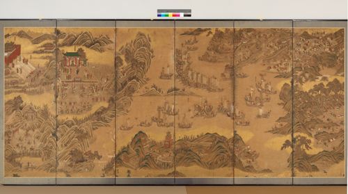 왜교성 전투와 노량 해전을 그린 병풍