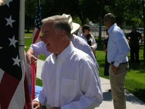 2007년 8월 아이다호주 포카텔로에서 열린 민주당 행사에서 연설하는 딘