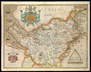 1577년 크리스토퍼 색스턴의 체셔 지도.