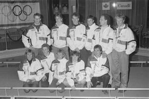 1988년 동계 올림픽의 네덜란드 스피드 스케이팅 팀. 올림픽 스피드 스케이팅 경기는 대학교의 올림픽 오벌에서 개최되었다.