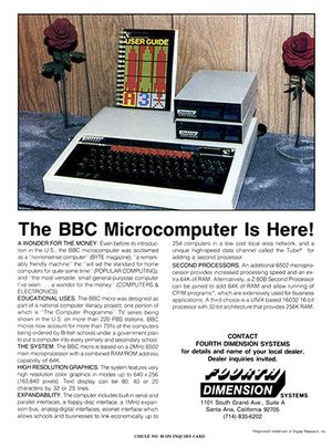 1983년 11월 인터페이스 에이지 잡지에 실린 BBC 마이크로컴퓨터 광고