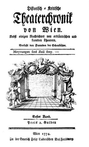 Theaterchronik Wien 1774 Titel