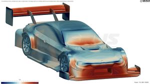 Karel Motorsports BMW의 IDDES 시뮬레이션. OpenFOAM에서 완료된 DES 시뮬레이션 유형으로, 압력 계수를 나타낸다.