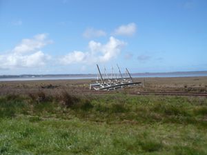 2013년 미상의 반달에 의해 잘린 Humboldt Bay의 해안 지역에 있는 세 개의 분쟁 중인 간판 중 하나