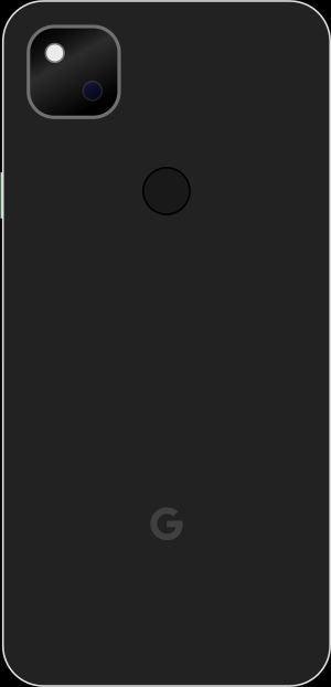 픽셀 4a 뒷면 도식. 왼쪽 상단에 카메라 모듈, 중앙 상단에 지문 센서가 위치한다.