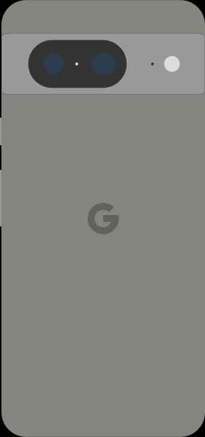 Diagram of a Pixel 8 smartphone in green.