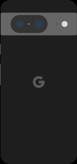 Diagram of a Pixel 8 smartphone in black.