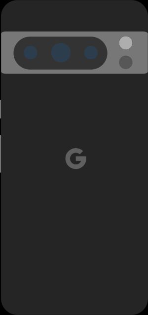 Diagram of a Pixel 8 Pro smartphone in black.