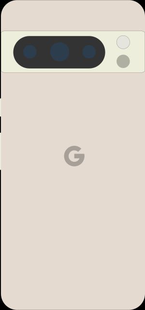 Diagram of a Pixel 8 Pro smartphone in white.