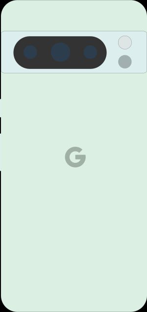 Diagram of a Pixel 8 Pro smartphone in green.