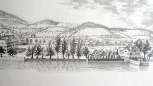 «고독» 영지, 오늘날의 벨레리브 박물관, 왼쪽의 제펠트-콰이 (1771)