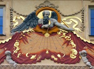 시간의 신 크로노스가 있는 해시계.