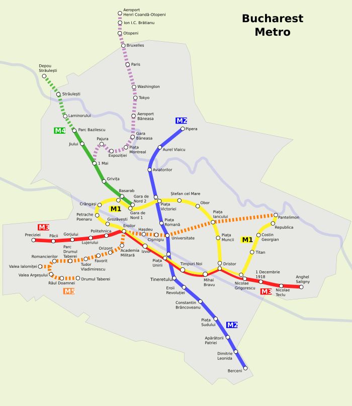 부쿠레슈티 지하철 노선도