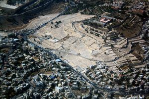 올리브산의 고대 유대인 묘지 항공 사진