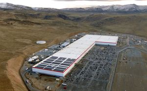 A drone-view of a battery manufacturing factory