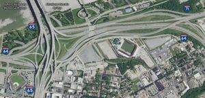 케네디 인터체인지("스파게티 정션")의 모습, 오하이오강 교량 프로젝트 완공 후