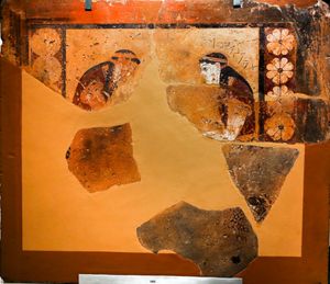 테르모스의 아폴론 신전에서 가져온 아에돈과 켈리돈의 메토프, 기원전 630–625년