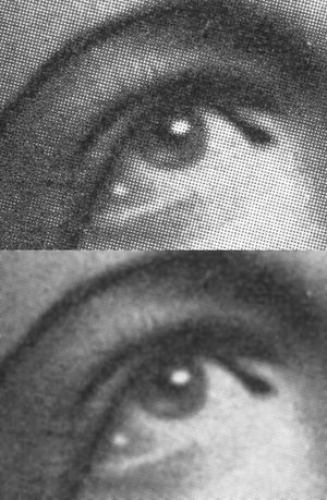 가우시안 블러는 하프톤 인쇄물의 부드러운 흑백 디지털 이미지를 얻는 데 사용될 수 있다.