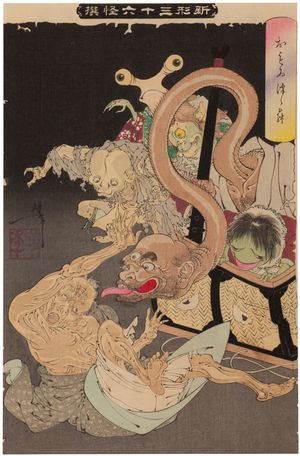 Shinkei Sanjurokkei Sen}} 중 하나인 '무거운 바구니', 1892년