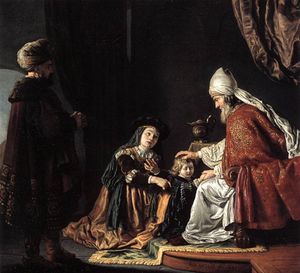 한나가 사무엘을 엘리에게 데려가는 장면, 얀 빅토르스, 1645년