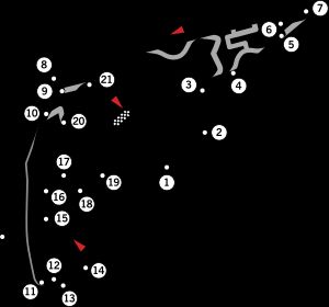 2009년부터 2020년 사이의 코스 레이아웃 (총 길이 5.554km)