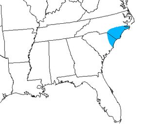 파리지옥의 원래 분포 지도