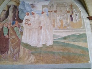 성 베네딕토 수도회 수도사들이 로마 제국에서 숭배되던 아폴로의 이미지를 파괴하는 모습