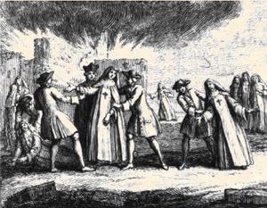 1709년 수녀들이 수도원에서 강제로 쫓겨나는 모습.